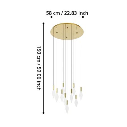 Eglo - Светодиодная подвесная люстра с регулированием яркости 10xLED/3W/230V 3000K диаметр 58 см золотистый