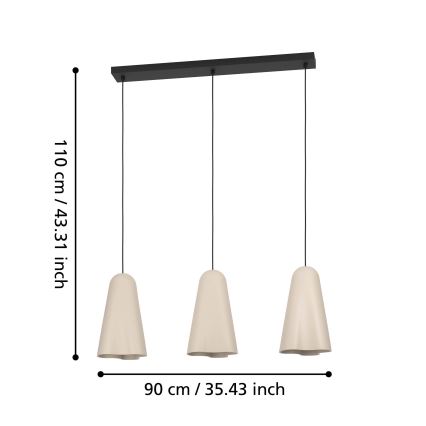 Eglo - Подвесная люстра 3xE27/40W/230V бежевый