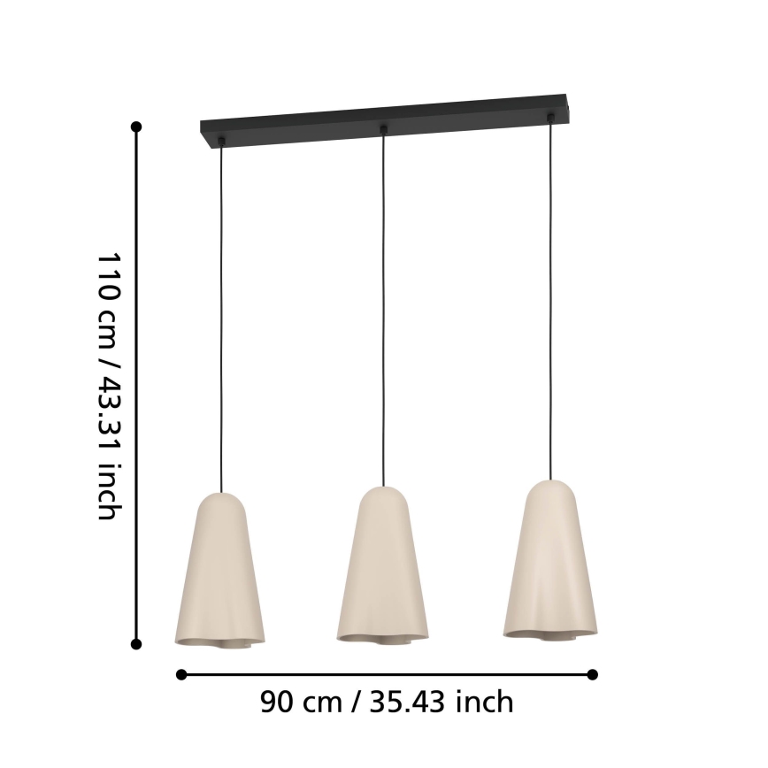 Eglo - Подвесная люстра 3xE27/40W/230V бежевый