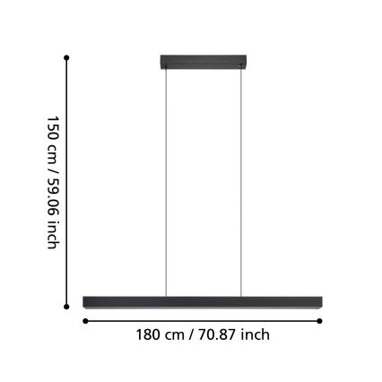 Eglo - Світлодіодна підвісна люстра з регулюванням яскравості LED/20W/230V 3000K чорний