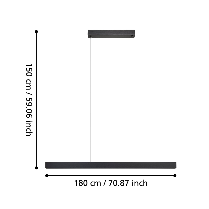 Eglo - Світлодіодна підвісна люстра з регулюванням яскравості LED/20W/230V 3000K чорний