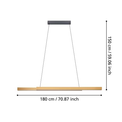 Eglo - Світлодіодна підвісна люстра з регулюванням яскравості LED/21W/230V 3000K коричневий
