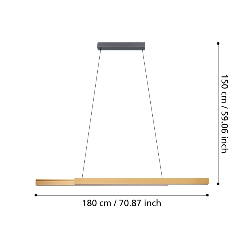 Eglo - Світлодіодна підвісна люстра з регулюванням яскравості LED/21W/230V 3000K коричневий