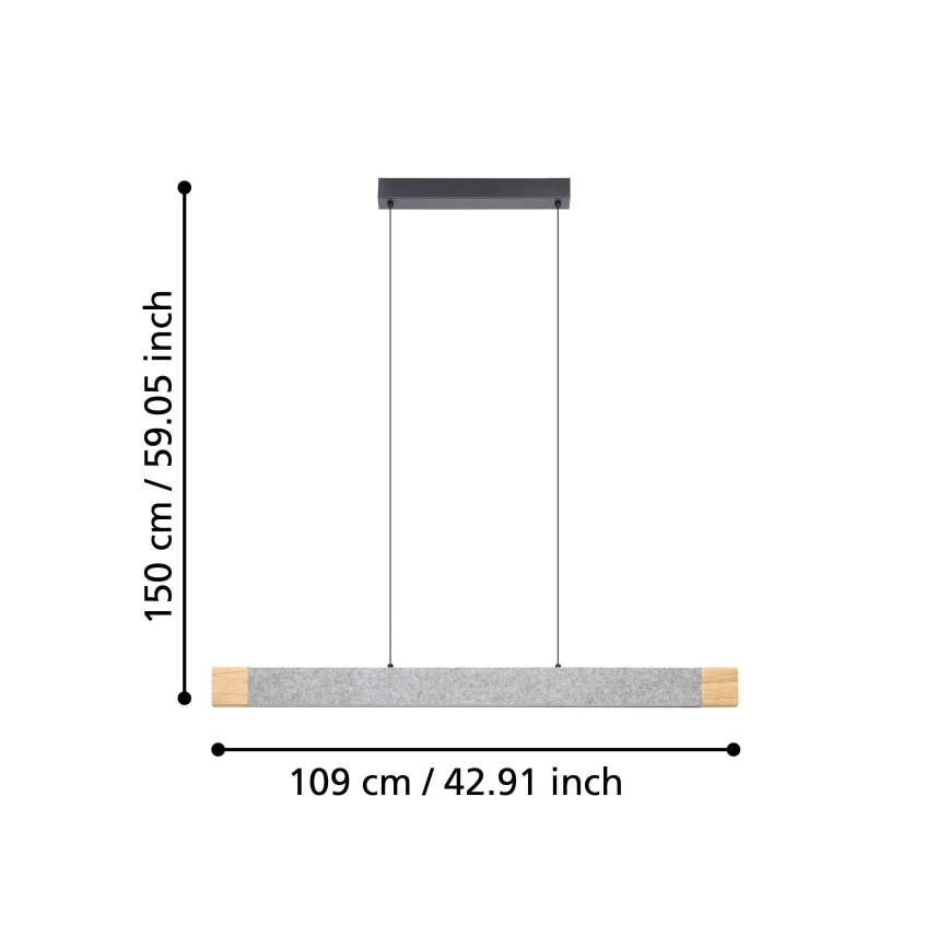 Eglo - Светодиодная подвесная люстра с регулированием яркости LED/22,2W/230V 3000K коричневая/серая