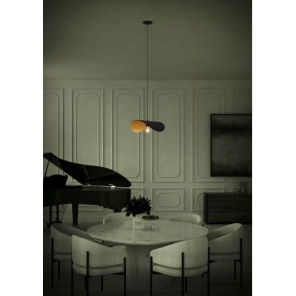 Eglo - Підвісна люстра 1xE27/40W/230V 53 см чорний/золотий