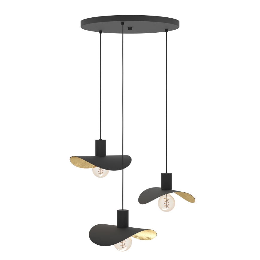 Eglo - Підвісна люстра 3xE27/40W/230V чорний/золотий