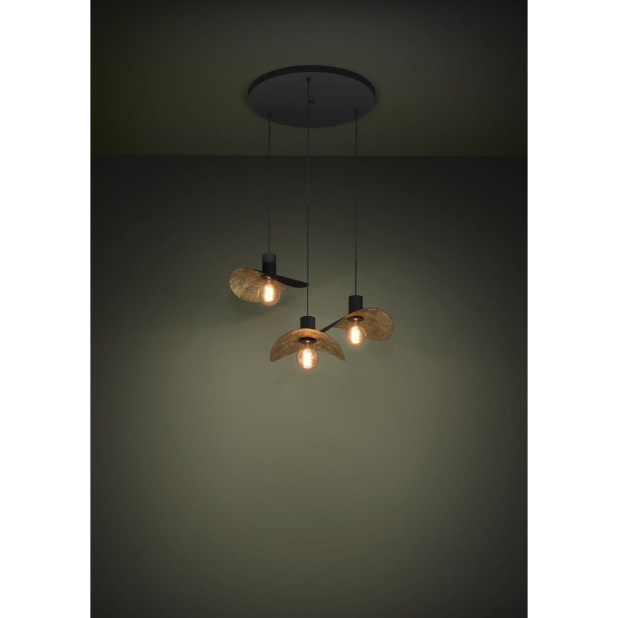 Eglo - Подвесная люстра 3xE27/40W/230V черный/золотистый