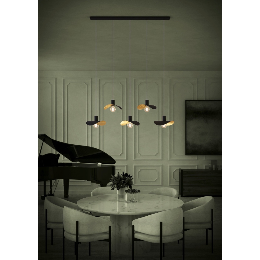 Eglo - Підвісна люстра 5xE27/40W/230V чорний/золотий