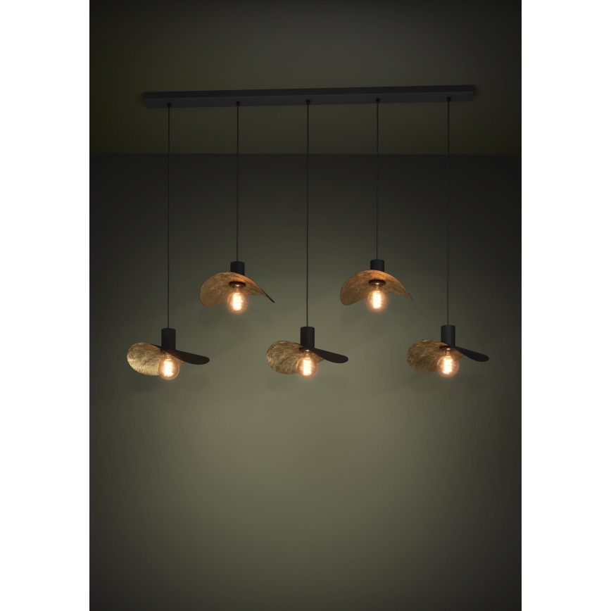 Eglo - Подвесная люстра 5xE27/40W/230V черный/золотистый