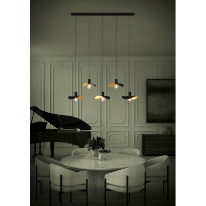 Eglo - Подвесная люстра 5xE27/40W/230V черный/золотистый