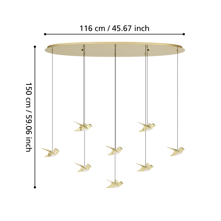 Eglo - Светодиодная подвесная люстра с регулированием яркости 8xLED/4,2W/230V 3000K золотистый