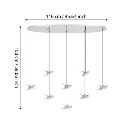 Eglo - Светодиодная подвесная люстра с регулированием яркости 8xLED/4,2W/230V 3000K блестящий хром