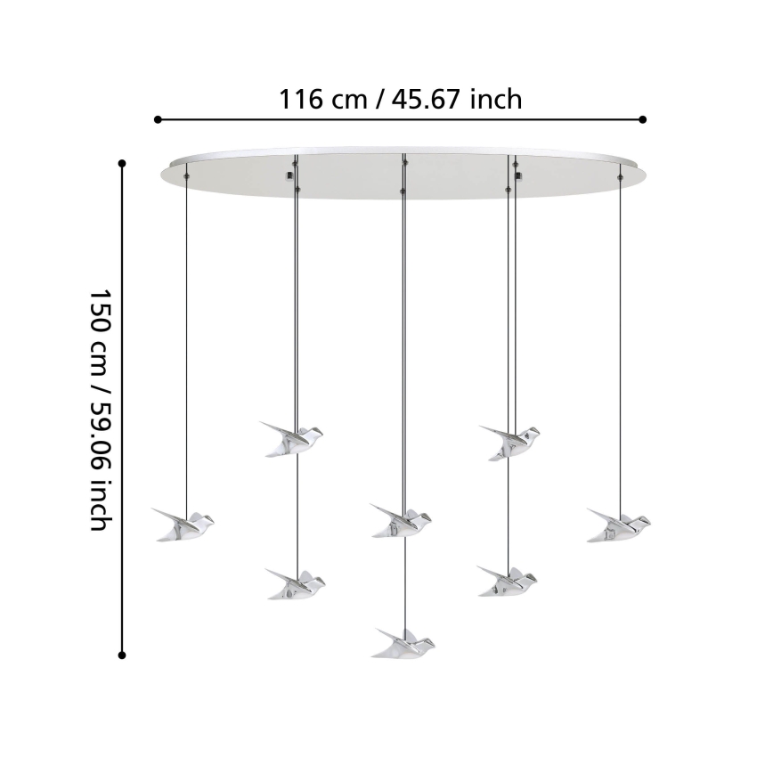 Eglo - Светодиодная подвесная люстра с регулированием яркости 8xLED/4,2W/230V 3000K блестящий хром