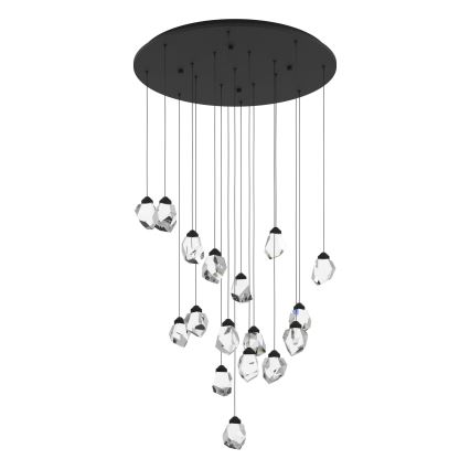 Eglo - Светодиодная подвесная люстра с регулированием яркости 17xLED/3W/230V 3000K черный/прозрачный