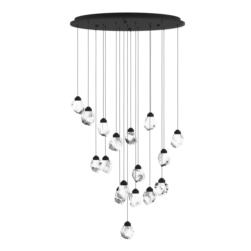 Eglo - Світлодіодна підвісна люстра з регулюванням яскравості 17xLED/3W/230V 3000K чорний/прозорий
