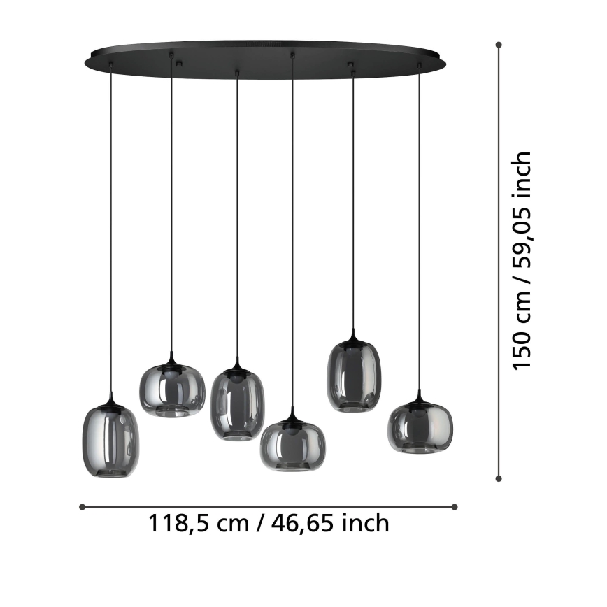 Eglo - Светодиодная подвесная люстра с регулированием яркости 6xLED/3,7W/230V 2700-6500K дымчатый + дистанционное управление