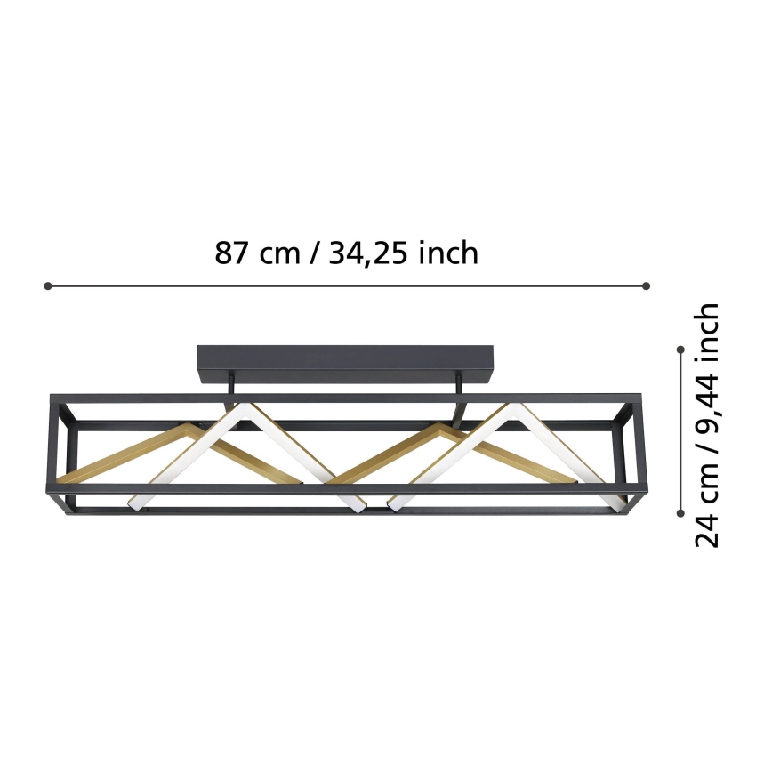 Eglo - Пристельова LED люстра з регулюванням яскравості LED/45W/230V 2700-6500K чорний/золотий + пульт дистанційного керування