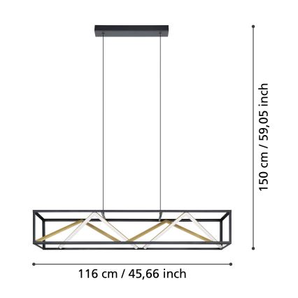 Eglo - Светодиодная подвесная люстра с регулированием яркости LED/46W/230V 2700-6500K черный/золотистый + дистанционное управление