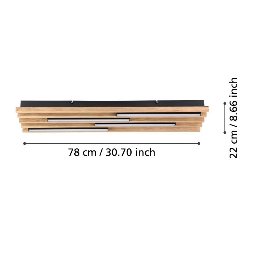 Eglo - Светодиодный потолочный светильник с регулированием яркости 4xLED/9W/230V 3000K 22x78 см коричневый