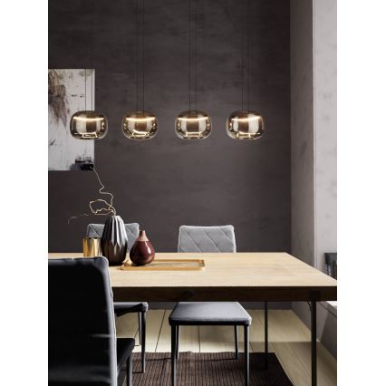 Eglo - LED диммируемая подвесная люстра на тросе 4xLED/5,8W/230V черный/дымчатый
