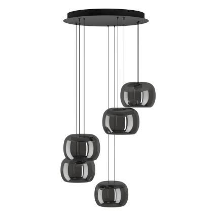Eglo - LED люстра на тросі з можливістю затемнення 5xLED/5,8W/230V чорна/димчаста