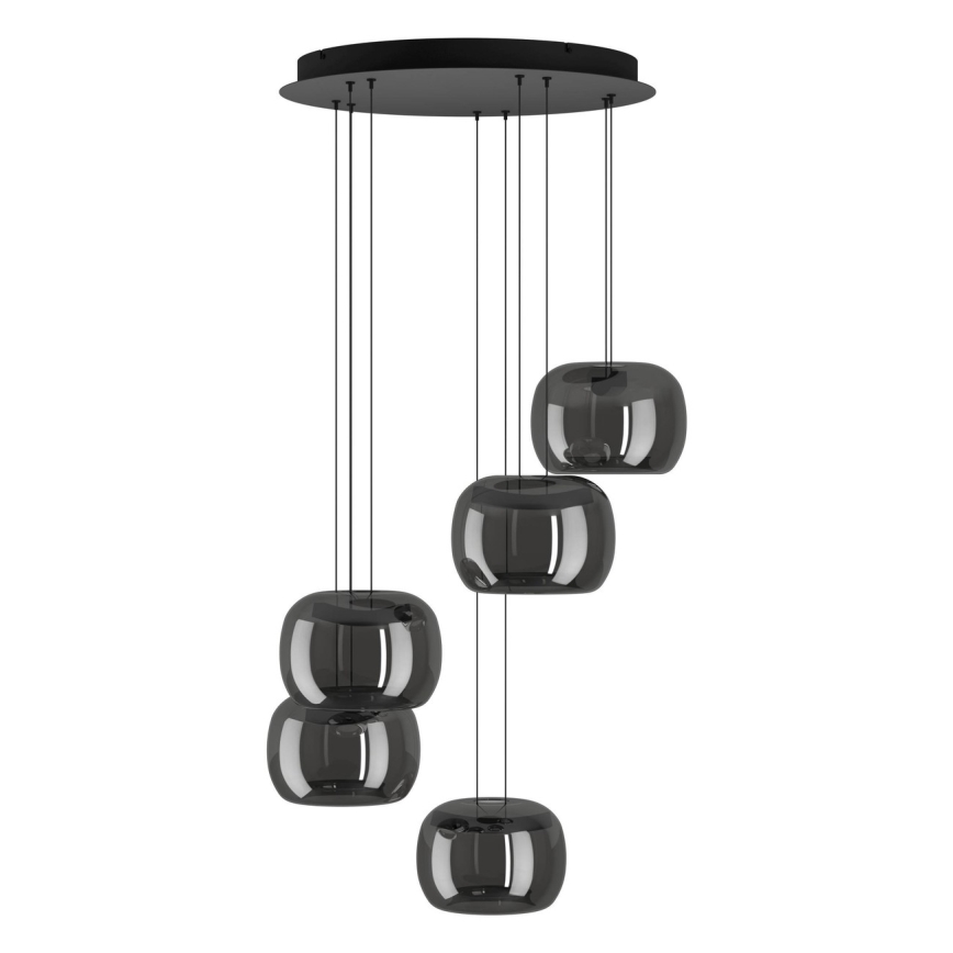 Eglo - LED люстра на тросі з можливістю затемнення 5xLED/5,8W/230V чорна/димчаста