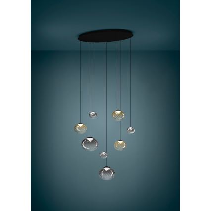 Eglo - LED диммируемая люстра на тросовом подвесе 8xLED/5,8W/230V 2200-6500K черный/бежевый/дымчатый + пульт дистанционного управления