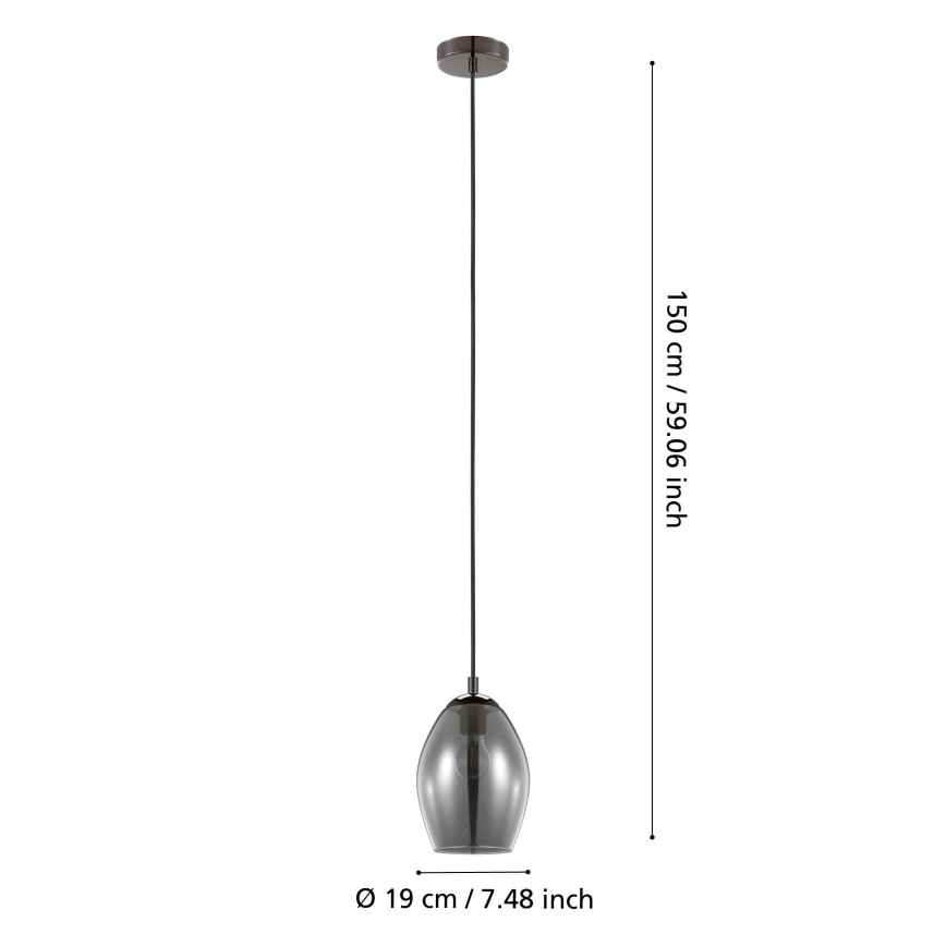 Eglo - Підвісна люстра 1xE27/60W/230V димчастий