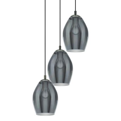 Eglo - Підвісна люстра 3xE27/60W/230V димчастий