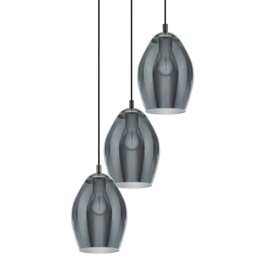 Eglo - Підвісна люстра 3xE27/60W/230V димчастий