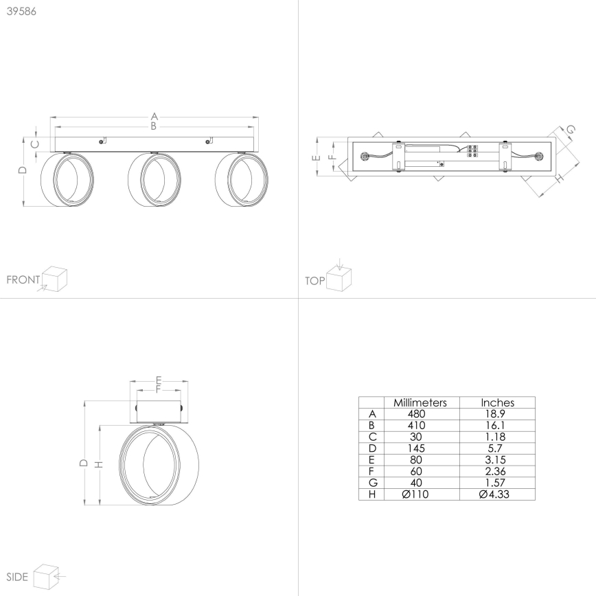 Eglo - Світлодіодний точковий світильник 3xLED/4,6W/230V 3000K