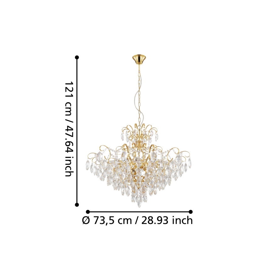 Eglo - Люстра на ланцюгу FENOULLET 9xE14/25W/230V золотий