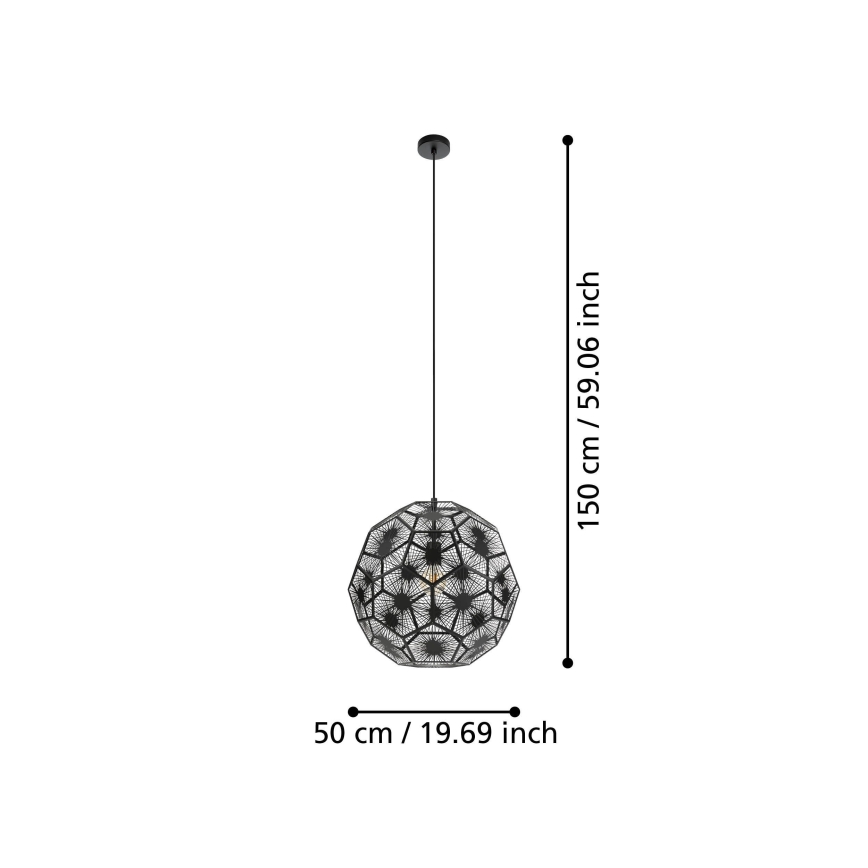 Eglo 39619 - Подвесная люстра 1xE27/60W/230V диаметр 50 см черный