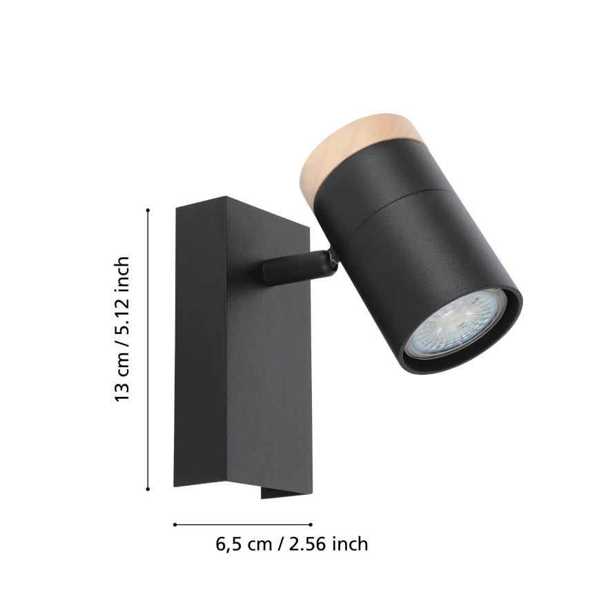 Eglo - Світлодіодний настінний точковий світильник 1xGU10/4,5W/230V 3000K чорний/коричневий