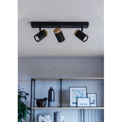 Eglo - Светодиодный точечный светильник 3xGU10/4,5W/230V 3000K черный/коричневый
