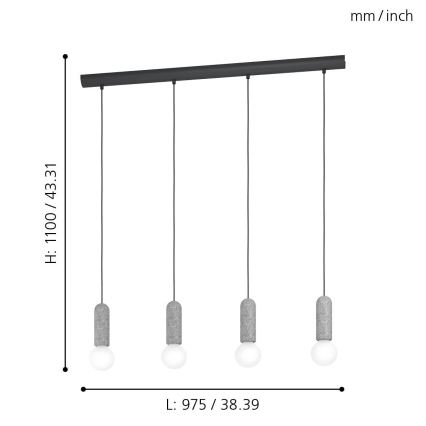 Eglo - Люстра на мотузці 4xE27/40W/230V