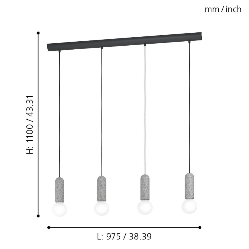 Eglo - Люстра на мотузці 4xE27/40W/230V