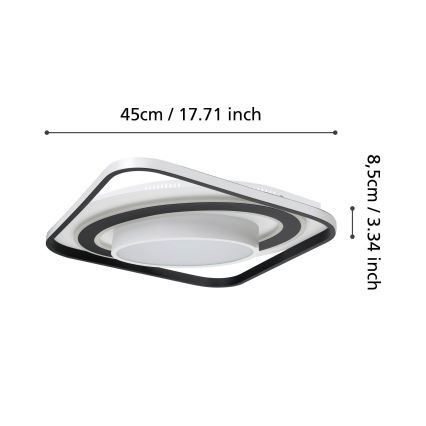 Eglo - Светодиодный потолочный светильник с регулированием яркости LED/21,5W/230V + LED/10,5W + LED/3W 3000-6500K черная + дистанционное управление