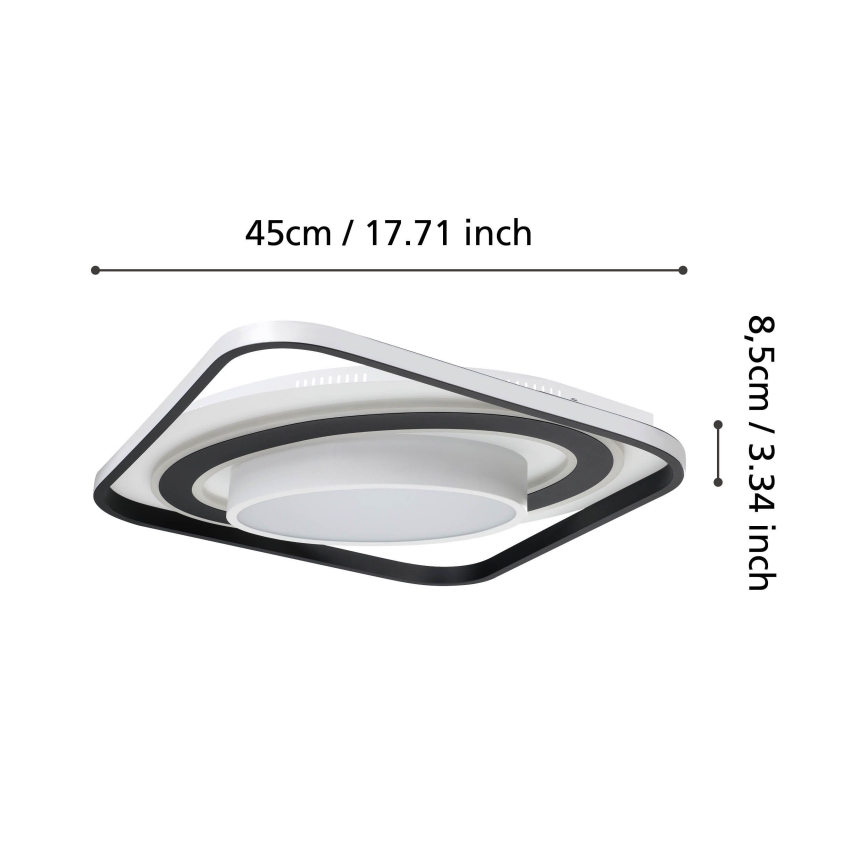 Eglo - Светодиодный потолочный светильник с регулированием яркости LED/21,5W/230V + LED/10,5W + LED/3W 3000-6500K черная + дистанционное управление