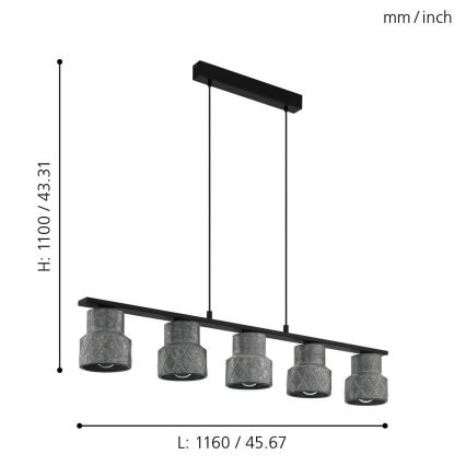 Eglo - Люстра на мотузці 5xE27/40W/230V