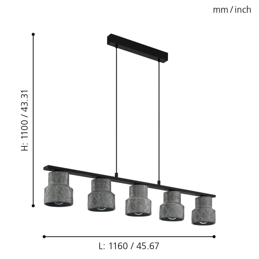Eglo - Люстра на мотузці 5xE27/40W/230V