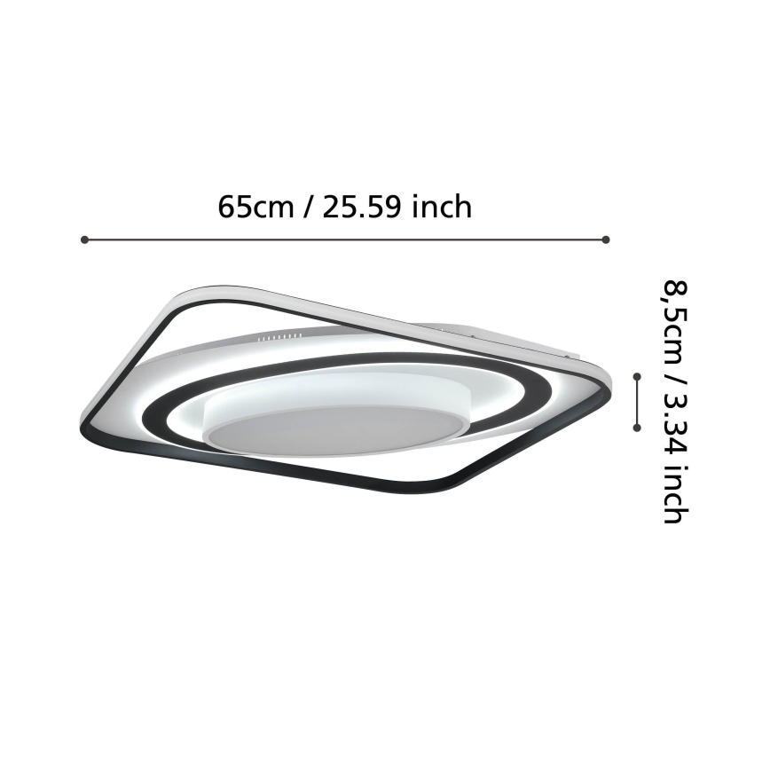Eglo - Світлодіодний стельовий світильник з регулюванням яскравості LED/28W/230V+LED/13W+ LED/2,8W 3000-6500K чорний + пульт дистанційного керування