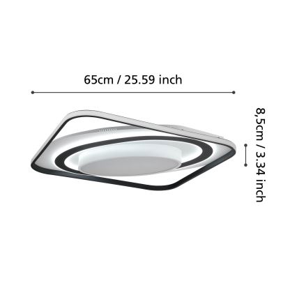 Eglo - Светодиодный потолочный светильник с регулированием яркости LED/28W/230V+LED/13W+ LED/2,8W 3000-6500K черная + дистанционное управление