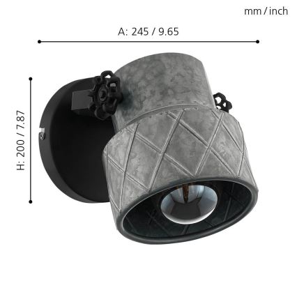 Eglo 39868 - Настінний світильник HILCOTT 1xE27/40W/230V