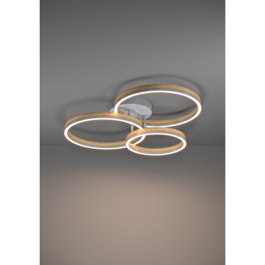 Eglo - Пристельова LED люстра з регулюванням яскравості LED/12,5W/230V + 2xLED/15,5W 3000K сірий/дуб