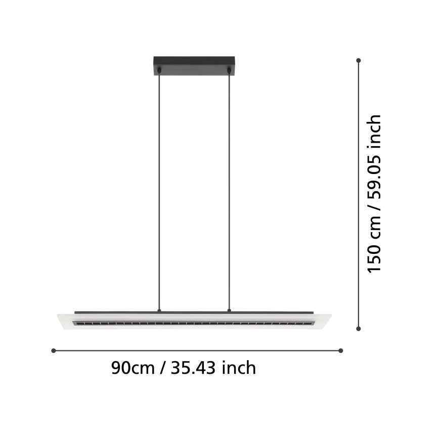 Eglo - Светодиодная подвесная люстра с регулированием яркости LED/57,5W/230V 3000K черный + дистанционное управление