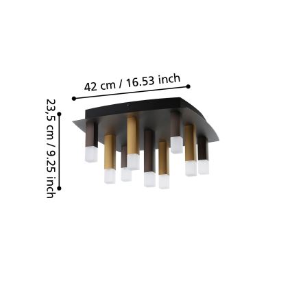 Eglo - Светодиодный потолочный светильник с регулированием яркости 9xLED/3,1W/230V 3000K антрацит/золотистый