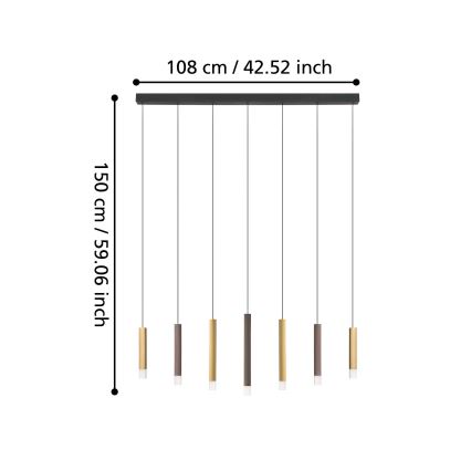 Eglo - Светодиодная подвесная люстра с регулированием яркости 7xLED/3,1W/230V 3000K антрацит/золотистый