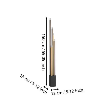 Eglo - Светодиодный торшер с регулированием яркости 5xLED/3,7W/230V 3000K антрацит/золотистый