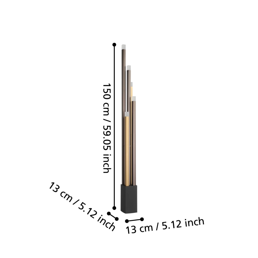 Eglo - Светодиодный торшер с регулированием яркости 5xLED/3,7W/230V 3000K антрацит/золотистый